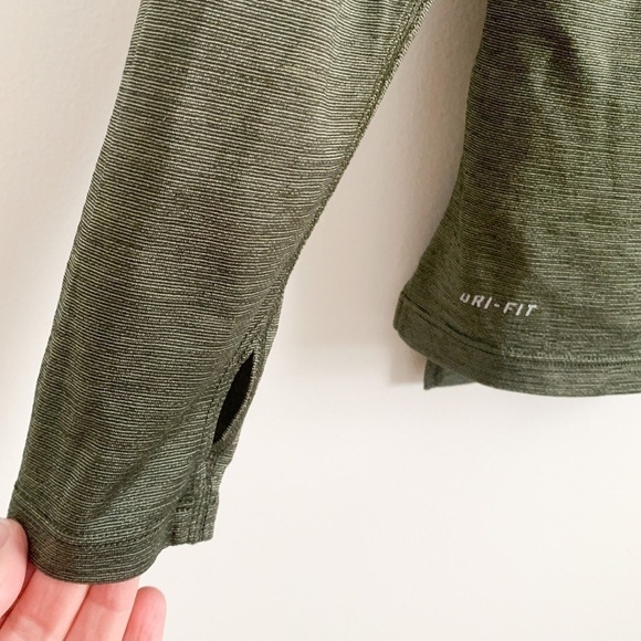 Nike Dri-Fit Dark Green Space dye Long Sleeve 3/4 Zip athletic top Medium - Picture 4 of 11